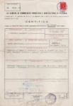 03_Certificat original de la Chambre de Commerce de Vicence, premier enregistrement de FRANCOM