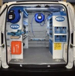 Espace de chargement du Fiorino aménagé pour poêles et chaudières à pellets