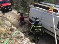 Fourgon avec aménagement sur le toit intègre après l’extraction du talus