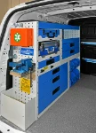 Scaffalatura con cassetti, valige, ripiani e morsa per Citroën Berlingo