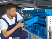 Rayonnage avec conteneurs en plastique